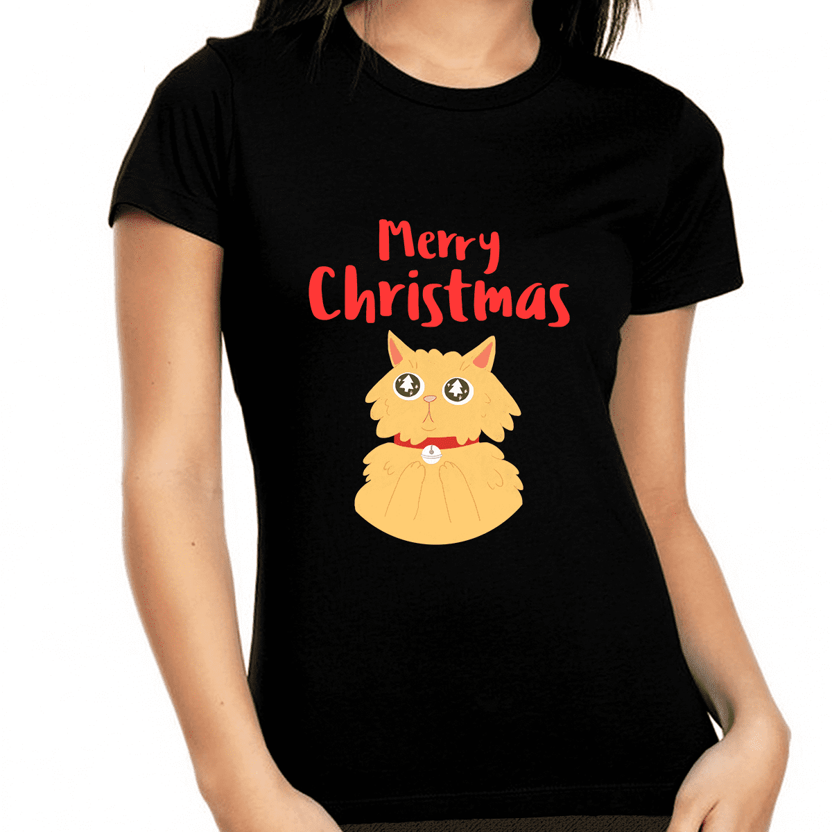 Cute Cat Funny Christmas Shirts for Women Christmas T Shirts for Women Christmas Shirt Christmas Gift Walmart