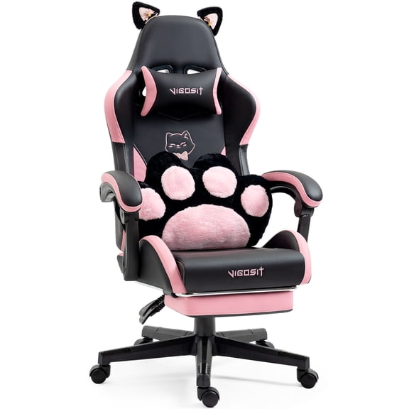 Cute Cat Gaming Chair - Paw Cushion for Girl Gamer
