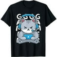thumbnail image 1 of Cute Cat Gaming T-Shirt Playing Video Games Gamer Kawaii T-Shirt, 1 of 3