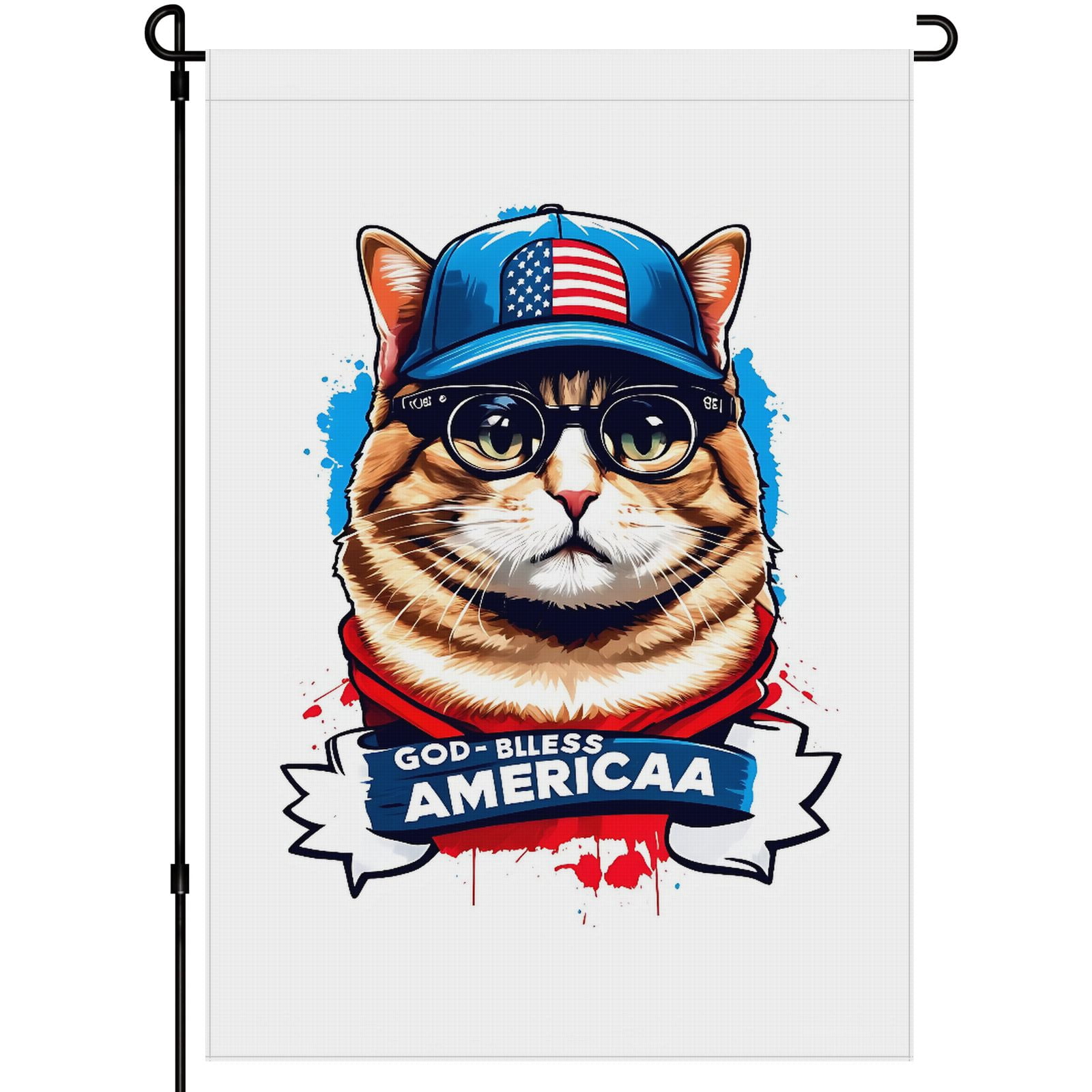Cute Cat Garden Flag for Outdoor for Porch Patio Backyard Yard Deco - Double-Colored Fluffy Cat Kitten Porch Decor Cute Cat Cartoon Style Versatile Garden Flags for Outdoor - 28x40 Inches