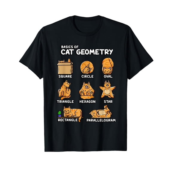 Cute Cat Geometry T-Shirt for Cat Lovers - Fun Math Design for School ...