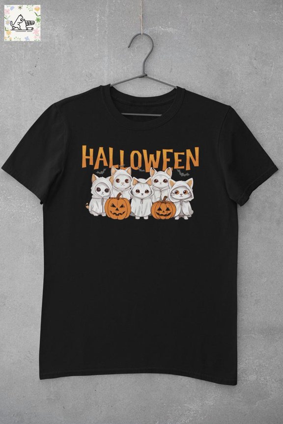 Cute Cat Ghosts Halloween Cat Shirt Cute Spooky Retro Cat Lover Tee Trick or Treat T-Shirt Halloween Party Cute Spooky Cat Design