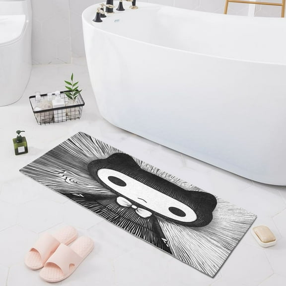 Cute Cat Girl Bath Mat 39x20 Non-Slip Bathroom Rugs Absorbent Soft Plush Quick Dry for Tub Shower Kitchen Home Decor