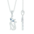 thumbnail image 1 of Rosec Jewels Cute Cat Gold Pendant with Diamond for Women - HI-SI Quality, 10K White Gold, 1 of 8