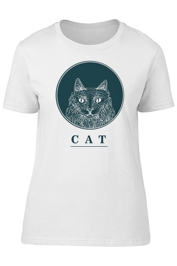 Cute Cat Grunge Sketch Portrait T-Shirt Women -Image by Shutterstock, Female Small
