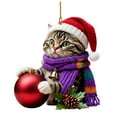 thumbnail image 1 of Cute Cat Hanging Ornaments for Christmas – A ball-playing kitten wearing a scarf and a Christmas hat Ornaments, Acrylic Window Decor with Chain, Christmas Decor,1pcs, 1 of 3