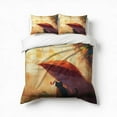 thumbnail image 1 of Cute Cat Hiding Under Umbrella Bedding Set 3 Pcs Soft Microfiber Quilt Cover For Bedroom Decor, Comforter Cover With 2 Pillowcase, 1 of 5