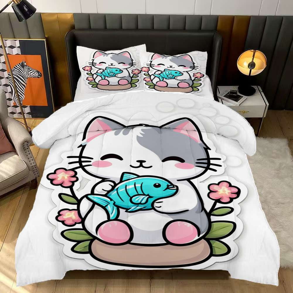 Cartoon Cat Fish Heart Bedding Sets main image 0