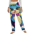 thumbnail image 1 of Cute Cat Holding Mouse Winter Female Pants Flannel High Waist Women Pants Lady Warm Straight Leg Plush Trousers, 1 of 7