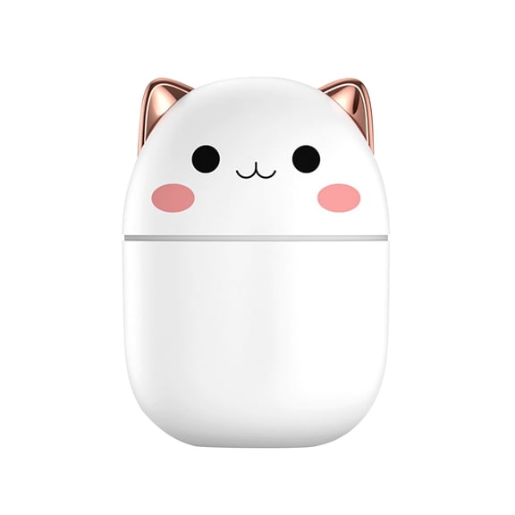 Cute Cat Humidifier, Mini Portable Cool Mist Humidifier With Quiet Operation, Compact Size For Car Desktop Bedroom Office, White