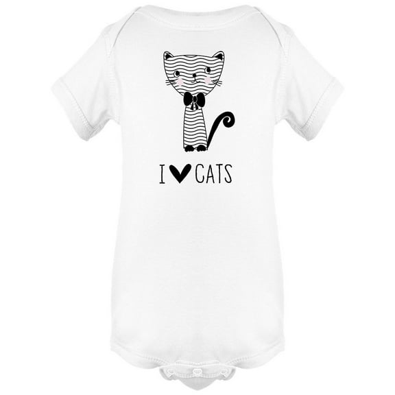 Cute Cat  "I Love Cats" Bodysuit Infant -Image by Shutterstock,  Newborn