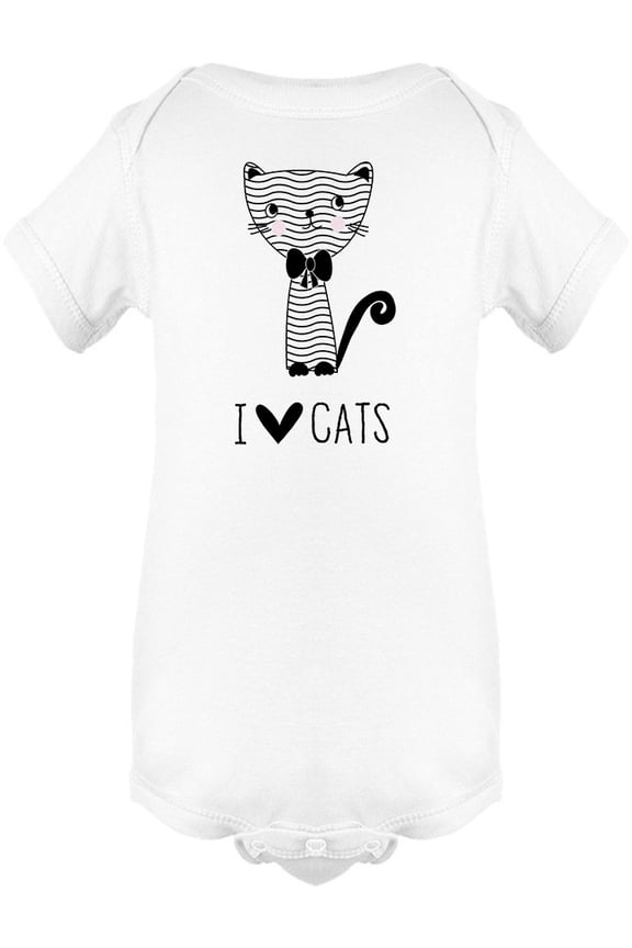 Cute Cat "I Love Cats" Bodysuit Infant -Image by Shutterstock, Newborn
