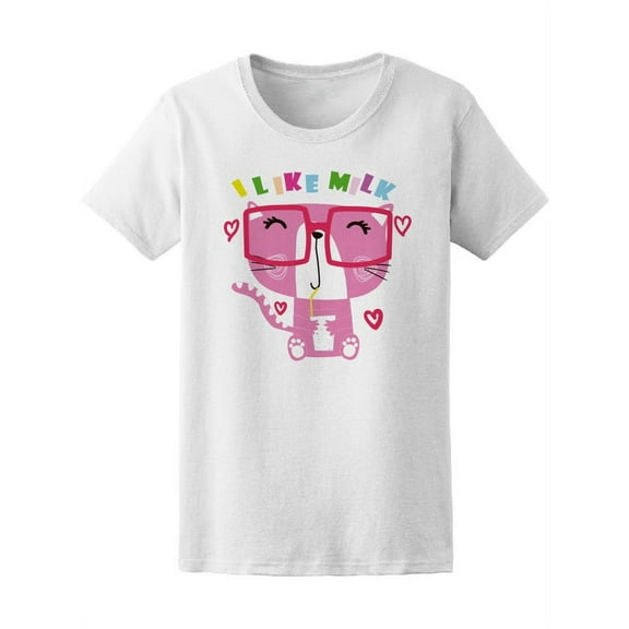 Cute Cat I Love Milk T-Shirt Women -Image by Shutterstock, Female Medium