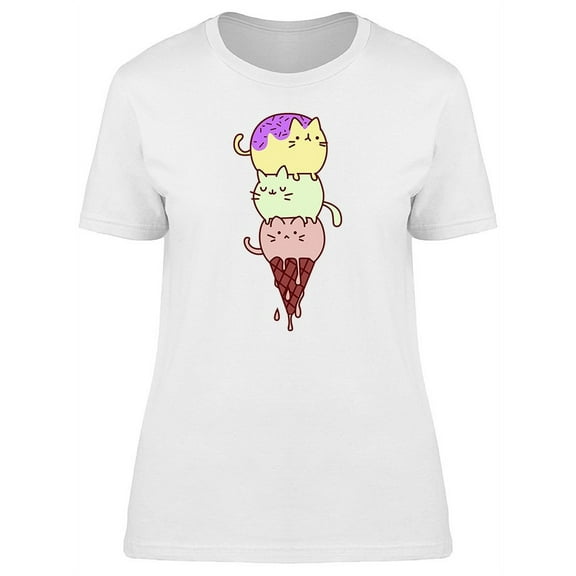 Cute Cat Ice Cream Cone T-Shirt Women -Image by Shutterstock, Female Small