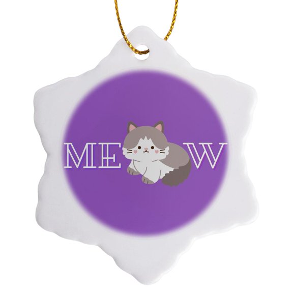 3drose, Cute Cat Image, 3 inch Snowflake Porcelain Ornament