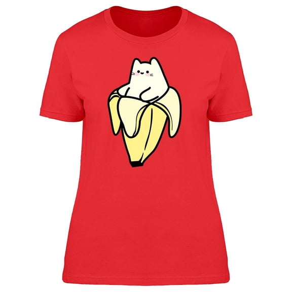 Cute Cat In A Banana Peel T-Shirt Women -Image by Shutterstock, Female Large