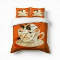 thumbnail image 1 of Cute Cat In A Tea Cup Bedding Set 3 Pcs Soft Microfiber Quilt Cover For Bedroom Decor, Comforter Cover With 2 Pillowcase, 1 of 5
