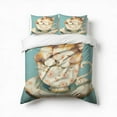 thumbnail image 1 of Cute Cat In A Tea Cup Bedding Set 3 Pcs Soft Microfiber Quilt Cover For Bedroom Decor, Comforter Cover With 2 Pillowcase, 1 of 5