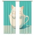 thumbnail image 1 of Cute Cat In A Tea Cup Tulle Curtains For Living Room Chiffon Sheer Voile Kitchen Bedroom Curtain Drapes, 1 of 5
