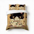 thumbnail image 1 of Cute Cat In A Teacup Bedding Set 3 Pcs Soft Microfiber Quilt Cover For Bedroom Decor, Comforter Cover With 2 Pillowcase, 1 of 5