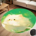 thumbnail image 1 of Cute Cat In A Teacup Round Carpet Living Room Bedroom Home Decoration Coffee Table Mat Lounge Rug Chair Mats, 1 of 5