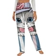 thumbnail image 1 of Cute Cat In Hat Box Winter Female Pants Flannel High Waist Women Pants Lady Warm Straight Leg Plush Trousers, 1 of 7