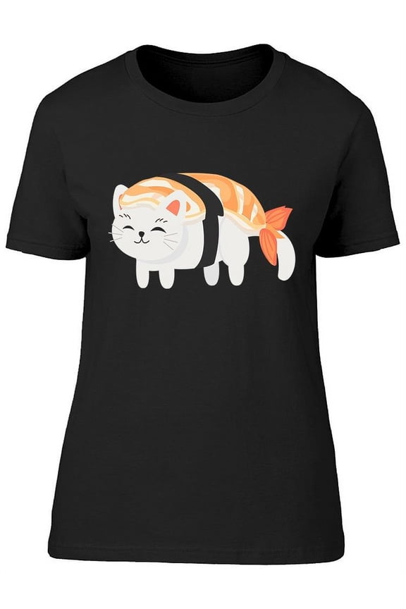 Cute Cat In Sushi T-Shirt Women -Image by Shutterstock Women T-Shirt, Female XX-Large