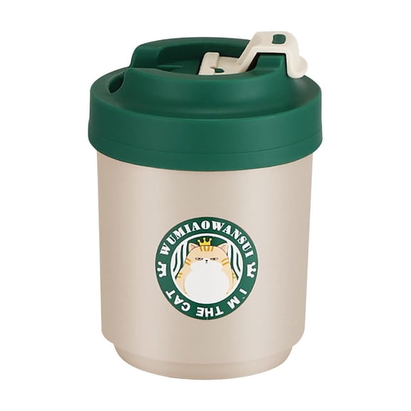 Cute Cat Insulated Coffee Mug with Handle, Stainless Steel Wide Mouth Travel Tumblers with Lid, Double Wall Vacuum Coffee Cup for Camping, Office Cup for Desk, Gift Idea 380ml