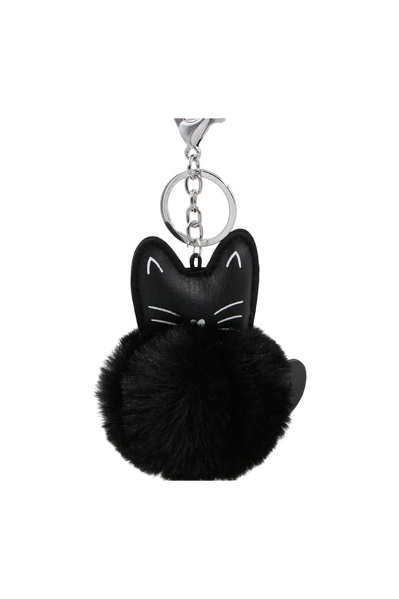 Cute Cat Keychain with Pom Poms, Durable & Lightweight Key Chain Pendant for Purse Backpack Zipper