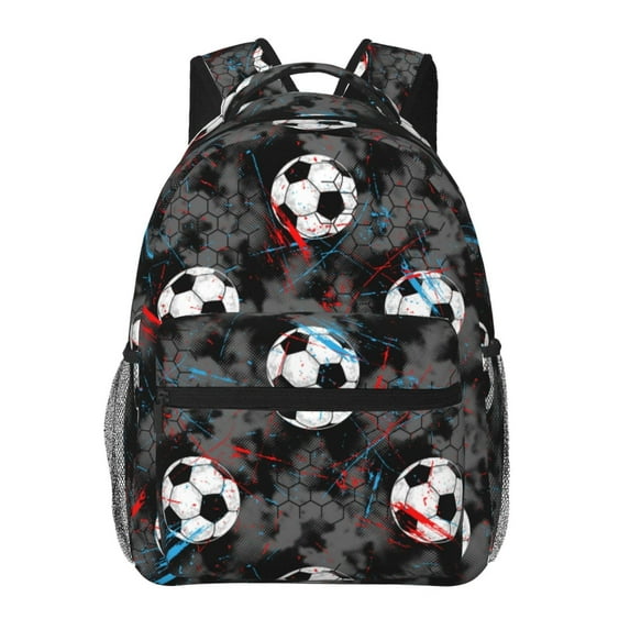 Sport Grunge Soccer Ball Kids School Backpack for Boys Girls,Travel Laptop Backpacks Book Bag Hiking Camping Daypack Age 5-10