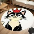 thumbnail image 1 of Cute Cat King Crown Round Carpet Living Room Bedroom Home Decoration Coffee Table Mat Lounge Rug Chair Mats, 1 of 5