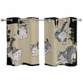 thumbnail image 1 of Cute Cat Kitchen Curtains Window Panels, Black Beige Vintage Animal Insulated Window Treatment Curtain, Grommet Curtains for Bedroom/Living Room/Bathroom, 2 Piece 27.5"Wx39"L, 1 of 8