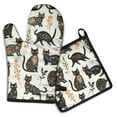 thumbnail image 1 of Cute Cat Kitchen Oven Mitt and Pot Holder Sets 2 Pcs for Baking, Cooking and Grilling, Heat Resistant Up To 392 °F, 1 of 7