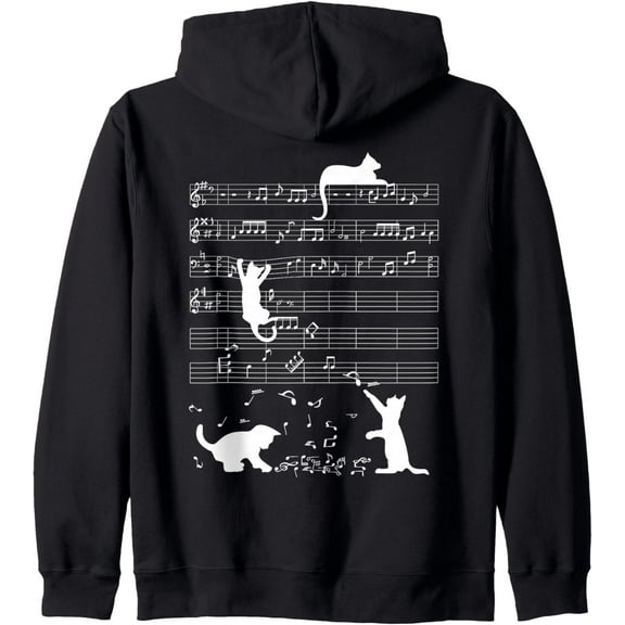 Cute Cat Kitty Playing Music Note Clef Musician Art Mens Hoodie