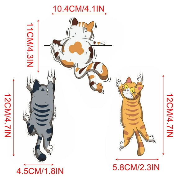 Cute Cat Laptop Stickers Waterproof Vinyl Kawaii Decals for Water Bottles Cartoon Cat Stickers for Decoration Laptop Luggage Skateboard Car Bike Phone Case (3Pcs)