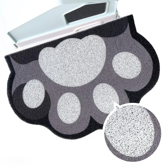 Cute Cat Litter Mat 24”x16”, Litter Box Mat, Litter Trapping Mat, Soft on Kitty Paws, Easy Clean, Anti Slip, Pet Accessories, Door Floor mats - Grey Pink
