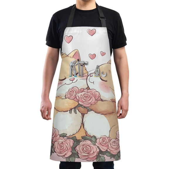 Cute Cat Lover Chef Kitchen Apron with Pockets for Women Waterproof Aprons for Cooking Baking