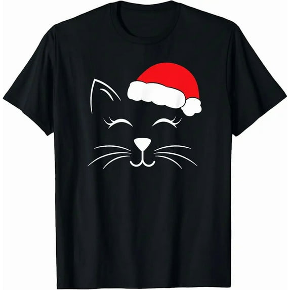 Cute Cat Lover Cozy Hat Holiday Feline Kids Women Men Winter Unisex T-Shirt, up to size 5XL