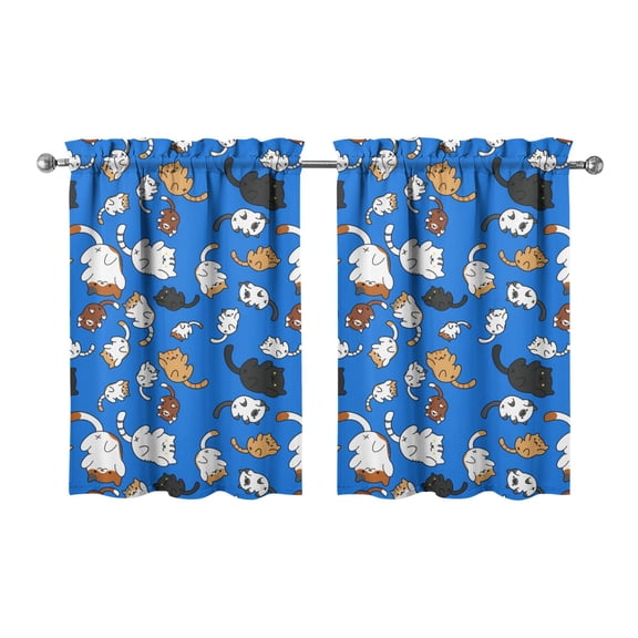 Cute Cat Lover Gift Curtains 2 Pack - Funny Paw Print Caf Curtains, 27.5x36 Inch Semi-Sheer Rod Pocket Panels for Kitchen & Small Windows