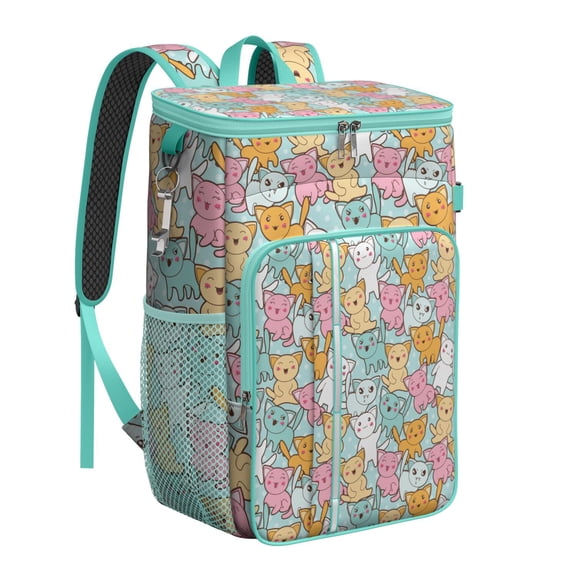 Cute Cat Lovers Pattern Backpack Cooler – Leakproof Insulated Lunch Bag for Road Trips, Camping, and Picnic