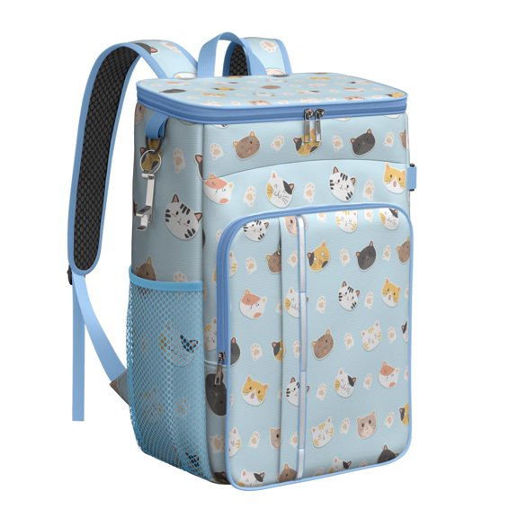 Cute Cat Lovers Pattern Backpack Cooler – Leakproof Insulated Lunch Bag for Road Trips, Camping, and Picnic