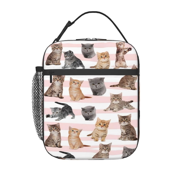 Cute Cat Lunch Bag Portable Insulated Lunch box with Handle For both men and women