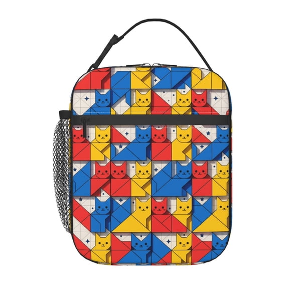 Cute Cat Lunch Bag Zipper Closure Leakproof Insulated Lunch Box Cooler Tote Bag Food Container Snack Bag