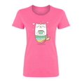 thumbnail image 1 of Cute Cat Mermaid Drinking Coffee Shaped T-Shirt Women -Image by Shutterstock, Female Large, 1 of 2