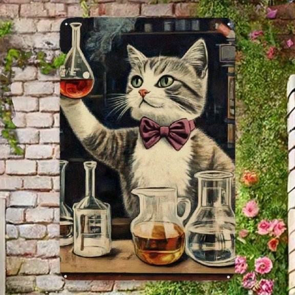 Cute Cat Metal Tin Signs, Wall Decor For Home Bedroom Bar Country Garden Bathroom Decor Gifts Home
