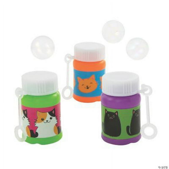 Cute Cat Mini Bubble Bottles, Birthday, Toys, 24 Pieces