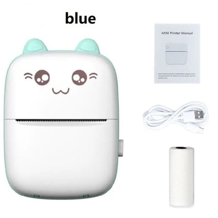 Cute Cat Mini Thermal Printer, Bluetooth Inkless Pocket Printer for Notes Photos
