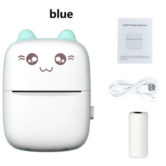 Cute Cat Mini Thermal Printer, Bluetooth Inkless Pocket Printer for Notes Photos