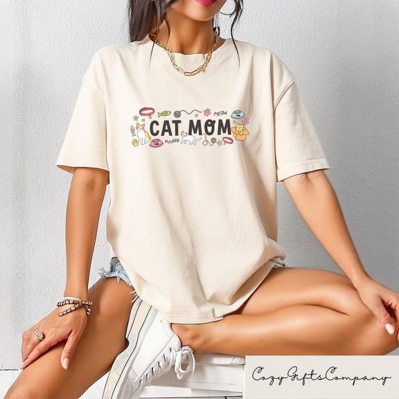 Cute Cat Mom Shirt, Funny Mother's Day T-shirt, Cat Lover Gift, Trendy Fur Mama Sweatshirt, Purrfect Cat Mom Crewneck