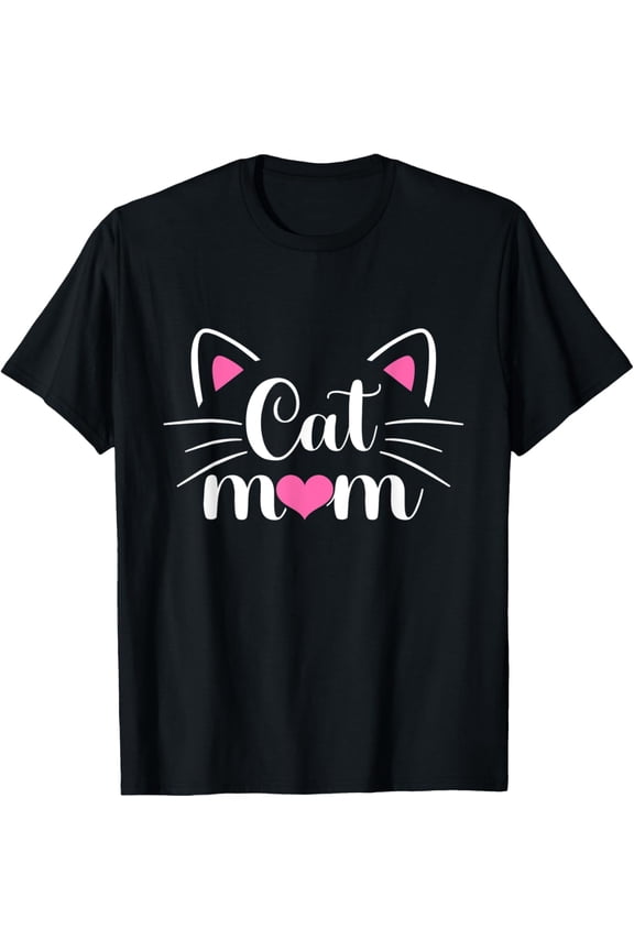 Cute Cat Mom T-Shirt Funny Feline Lover Graphic Tee Retro Women's Pet Owner Apparel Black